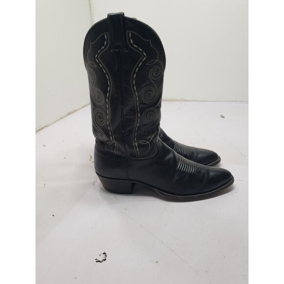 Justin Mens Size 10.5D Black Leather Cowboy Western Embroidered Boots Style 1773 - Picture 2 of 7